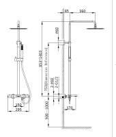 Душевая стойка Vogue VSFS-1V1TGM термостатическая, вороненая сталь - Gidratop.ru изображение