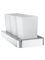 Три стакана для зубных щеток с держателем WONZON & WOGHAND LOTTE, Хром (WW-8338) - Gidratop.ru изображение