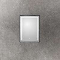 Зеркало в алюминиевой раме со встроенным светильником, сенсорным выключателем и подогревом, SPC-KRAFT-600-800-LED-TCH-WARM-NERO, 600x32x800 мм - Gidratop.ru изображение