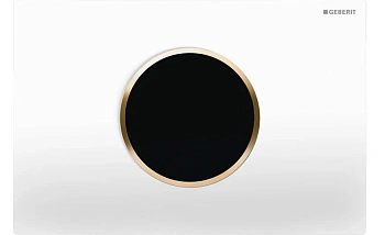 Клавиша смыва Geberit Sigma 115.908.KK.1 Type 10, бесконтактная, сенсорная, для унитаза, 3В, двойной смыв, пластик, белый/позолоченный