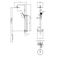 GESSI MINIMALISTIC SHOWER душевая стойка с термостатическим смесителем, верхним душем Oslash;250 мм., ручным душем и шлангом 1500 мм, цвет Gold PVD - Gidratop.ru изображение