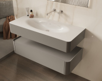 База под раковину Caprise 1200 подвесная, 1 выкатной ящик soft close, светло-серый матовый - Gidratop.ru изображение