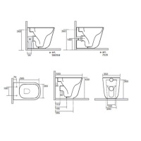 Унитаз напольный пристенный 55х35см, безободковый, c креплением WB5N, цвет: белый - Gidratop.ru изображение