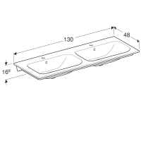 Раковина Geberit Renova Plan 122230000, двойная, 130 х 48 см, белая - Gidratop.ru изображение