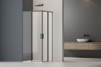 Душевой уголок Soft 2 VSS-3SO2900CLB, 900*900, черный, стекло прозрачное - Gidratop.ru изображение