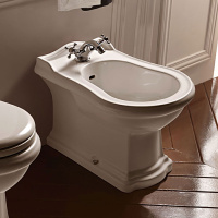 Биде напольное 61х39см, приставное BTW с 3 отв. под смеситель, цвет: белый - Gidratop.ru изображение