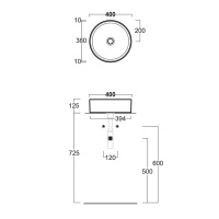 Раковина круглая накладная ø40x13 см, без отв под смеситель, цвет: белый - Gidratop.ru изображение