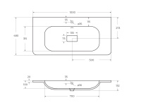 раковина из искусственного мрамора, 1000x480x132, CZR-1000/480-LV-MR-NV - Gidratop.ru изображение
