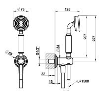 GESSI VENTI20 комплект для душа с ручным душем, шлангом 1500 мм., держателем с подводом воды, цвет Brushed Brass PVD - Gidratop.ru изображение
