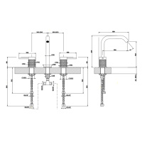 GESSI 316 смеситель для раковины на 3 отверстия, без донного клапана, излив 156мм h=201мм, цвет: steel brushed - Gidratop.ru изображение