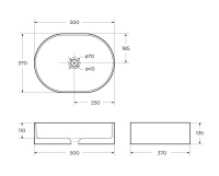 Раковина керамическая накладная, овальная BB1483, 500x370x135 - Gidratop.ru изображение