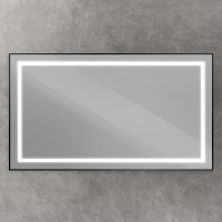 Зеркало в алюминиевой раме со встроенным светильником и сенсорным выключателем по периметру рамы, SPC-KRAFT-1400-800-SENS-NERO, 1400x800x32 мм - Gidratop.ru изображение
