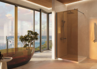 Душевая перегородка Walk-In VSW-1H100GSGM, 1000*2000, вороненая сталь, стекло янтарь - Gidratop.ru изображение