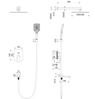 Душевая система встраиваемая WONZON & WOGHAND CUBE 2.0, Темный графит (WW-88939068-BGM) - Gidratop.ru изображение