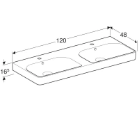 Раковина Geberit Smyle Square 500.223.01.1, двойная, 120 х 48 см, белая - Gidratop.ru изображение