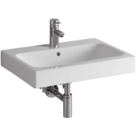 Раковина Geberit iCon 124060000, 60 х 48,5 см, перелив и отверстие под смеситель по центру, белая - Gidratop.ru изображение