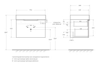 PREMIUM Тумба подвесная под раковину с выдвижным ящиком и внутренним ящиком, 55438 Plisse Blu petrolio, 70x44x43 - Gidratop.ru изображение