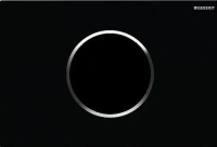 Клавиша смыва Geberit Sigma 115.908.KM.1 Type 10, бесконтактная, сенсорная, для унитаза, 3В, двойной смыв, пластик, черный/глянцевый хром - Gidratop.ru изображение