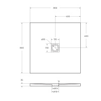 Душевой поддон из искусственного мрамора в комплекте с сифоном BelBagno UNO TRAY-MR-UNO-A-80-35-W-CR - Gidratop.ru изображение