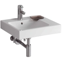 Раковина Geberit iCon с мыльницей, 50 х 48,5 см, перелив и отверстие под смеситель по центру чаши, белая - Gidratop.ru изображение