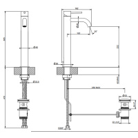 GESSI 316 смеситель для раковины на 1 отверстие, высокий h=305мм,  с донным клапаном, излив 123мм, цвет: brushed black metal pvd - Gidratop.ru изображение