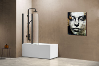 Душевая шторка на ванну VSB-12114CLB, 1140*1400, черный, стекло прозрачное - Gidratop.ru изображение