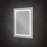 Зеркало в алюминиевой раме со встроенным светильником и сенсорным выключателем по периметру рамы, SPC-KRAFT-600-800-SENS-AL, 600x800x32 мм - Gidratop.ru изображение