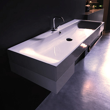 Раковина 120х45 cм, 1 отв., цвет: белый