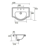 Раковина 62х45.5 см, 1 отв., цвет: белый - Gidratop.ru изображение
