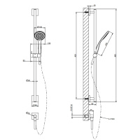 GESSI Rilievo штанга в комплекте с душевой лейкой, шланг 1,50 м, вывод воды из стены, цвет: nero XL - Gidratop.ru изображение