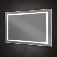 Зеркало в алюминиевой раме со встроенным светильником и сенсорным выключателем по периметру рамы, SPC-KRAFT-1400-800-SENS-AL, 1400x800x32 мм - Gidratop.ru изображение