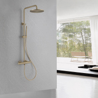 Душевая стойка ABBER Wasser Kreis AF8160GL с термостатом без излива, золото матовое - Gidratop.ru изображение