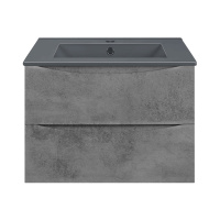 База под керамическую раковину Mia 600 подвесная, 2 выкатных ящика soft close, Beton - Gidratop.ru изображение