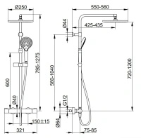 Душевая система Keuco Plan Blue 53926012321, термостат, верхний душ, душевая лейка, хром - Gidratop.ru изображение