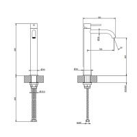 GESSI 316 смеситель для раковины на 1 отверстие, высокий h=305мм,  без донного клапана, излив 155мм, цвет: warm bronze brushed pvd - Gidratop.ru изображение