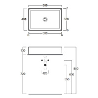 Раковина 60х40 см, без отв., на столешницу, без перелива, цвет: белый матовый - Gidratop.ru изображение