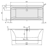 Ванна Villeroy&Boch Squaro Edge 12 Duo UBQ180SQE7PDV, 180 х 80 см, Quaryl®, с панелью - Gidratop.ru изображение