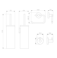 Набор аксессуаров из 3 предметов (крючок, держатель для бумаги, ершик) WONZON & WOGHAND, Темный графит (WW-8100-GM) - Gidratop.ru изображение