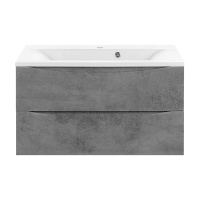 База под раковину Mia 900 подвесная, 2 выкатных ящика soft close, Beton - Gidratop.ru изображение
