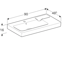 Раковина Geberit iCon с мыльницей, 90 х 48,5 см, перелив и отверстие под смеситель по центру чаши, белая - Gidratop.ru изображение
