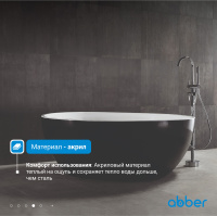 Акриловая ванна ABBER AB9279MB черная матовая - Gidratop.ru изображение