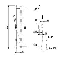Gessi Ingranaggio штанга в комплекте с душевой лейкой легкой очистки, шланг 1,50 м, цвет: хром - Gidratop.ru изображение