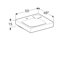 Раковина Geberit iCon с мыльницей, 50 х 48,5 см, перелив и отверстие под смеситель по центру чаши, белая - Gidratop.ru изображение