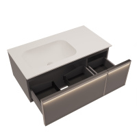 База под раковину Elise 1000 подвесная, левая, 2 выкатных ящика soft close, серый матовый - Gidratop.ru изображение