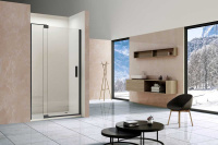 Душевая дверь Extra VDP-1E1112CLB, 1100/1200, черный, стекло прозрачное - Gidratop.ru изображение