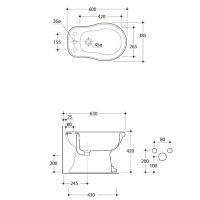 Биде напольное 60х38.5см, с 1 отв. под смеситель, цвет: белый - Gidratop.ru изображение