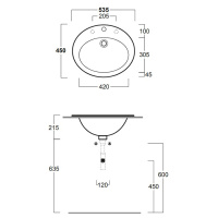 Раковина 53.5х45 см, 1 отв., цвет: белый - Gidratop.ru изображение