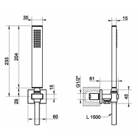 Gessi Rettangolo душевой комплект: вывод на 1/2, держатель, шланг 1,5м и душевая лейка, цвет: Black XL - Gidratop.ru изображение