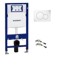 Инсталляция Geberit Duofix UP320 111.300.11.5 для унитаза с креплением, с кнопкой смыва, белая - Gidratop.ru изображение