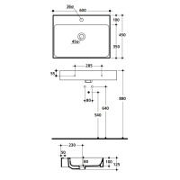 Раковина 60х45 см, 1 отв., подвесная/накладная, цвет: белый - Gidratop.ru изображение